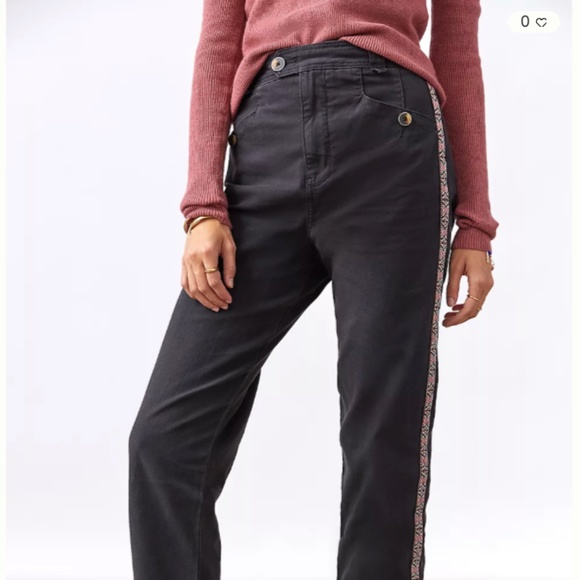Anthropologie Tapered Side Stripe Pants - Picture 2 of 7